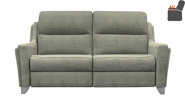 Parker Knoll Portland Large 2 Seat Sofa Heated Seats Safi Plain Moss Brushed Steel Leg